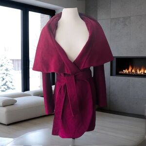 ELIE TAHARI Marla Belted Cocoon Coat Color Country Apple Size Medium